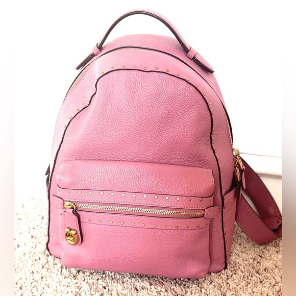 Coach Campus Rose Pink Pebble Leather Back with Gold Rivets - Picture 3 of 11